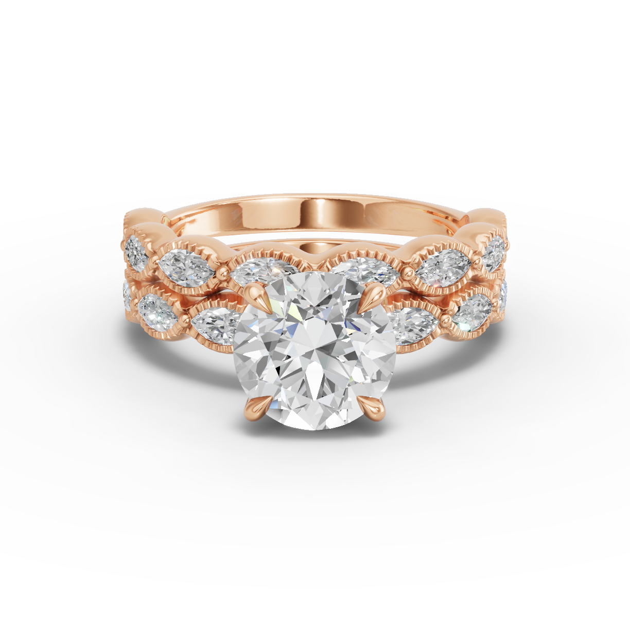 Maren Milgrain Marquise Diamond Band
