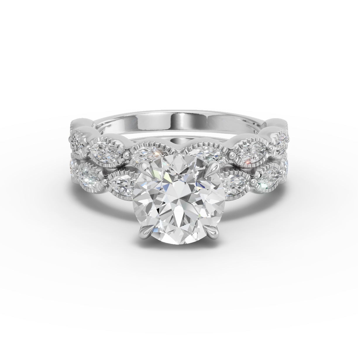 Maren Milgrain Marquise Lab Diamond Band