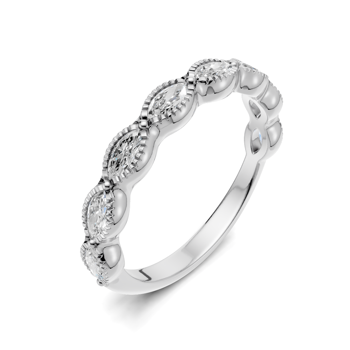 Maren Milgrain Marquise Lab Diamond Band