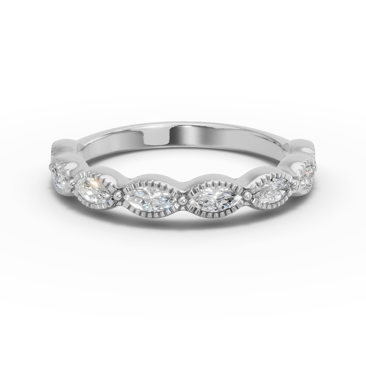 Maren Milgrain Marquise Diamond Band