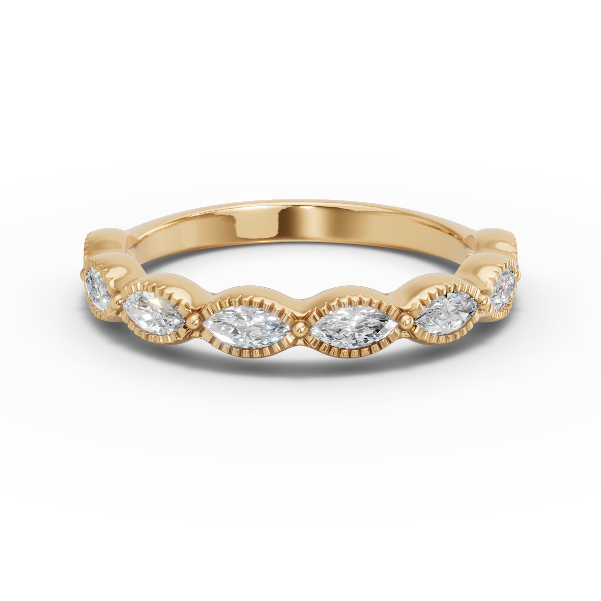 Maren Milgrain Marquise Lab Diamond Band